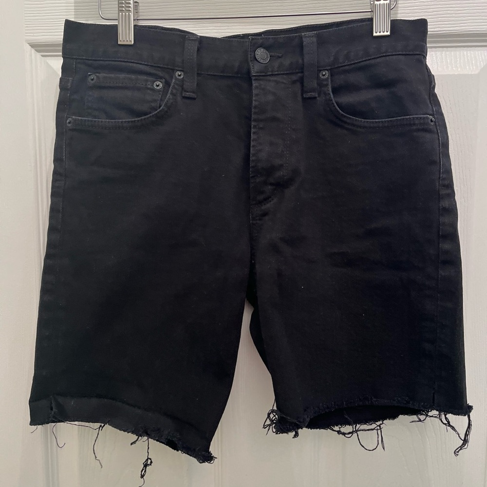 AGolde Riley High Rise Slim Leg Shorts In Vortex - Picture 2 of 7